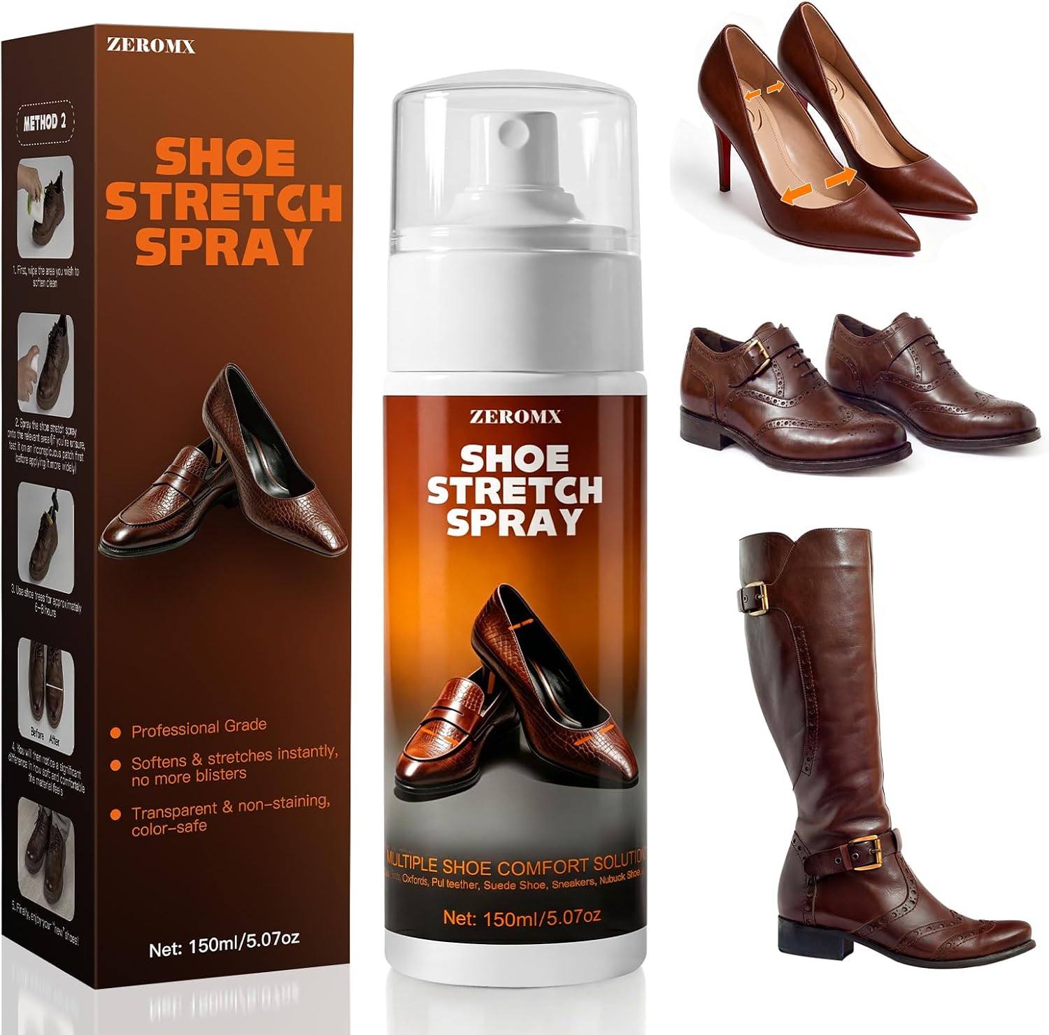 Shoe Stretch Spray , Leather Softener for Tight Shoes, Relieves Pressure