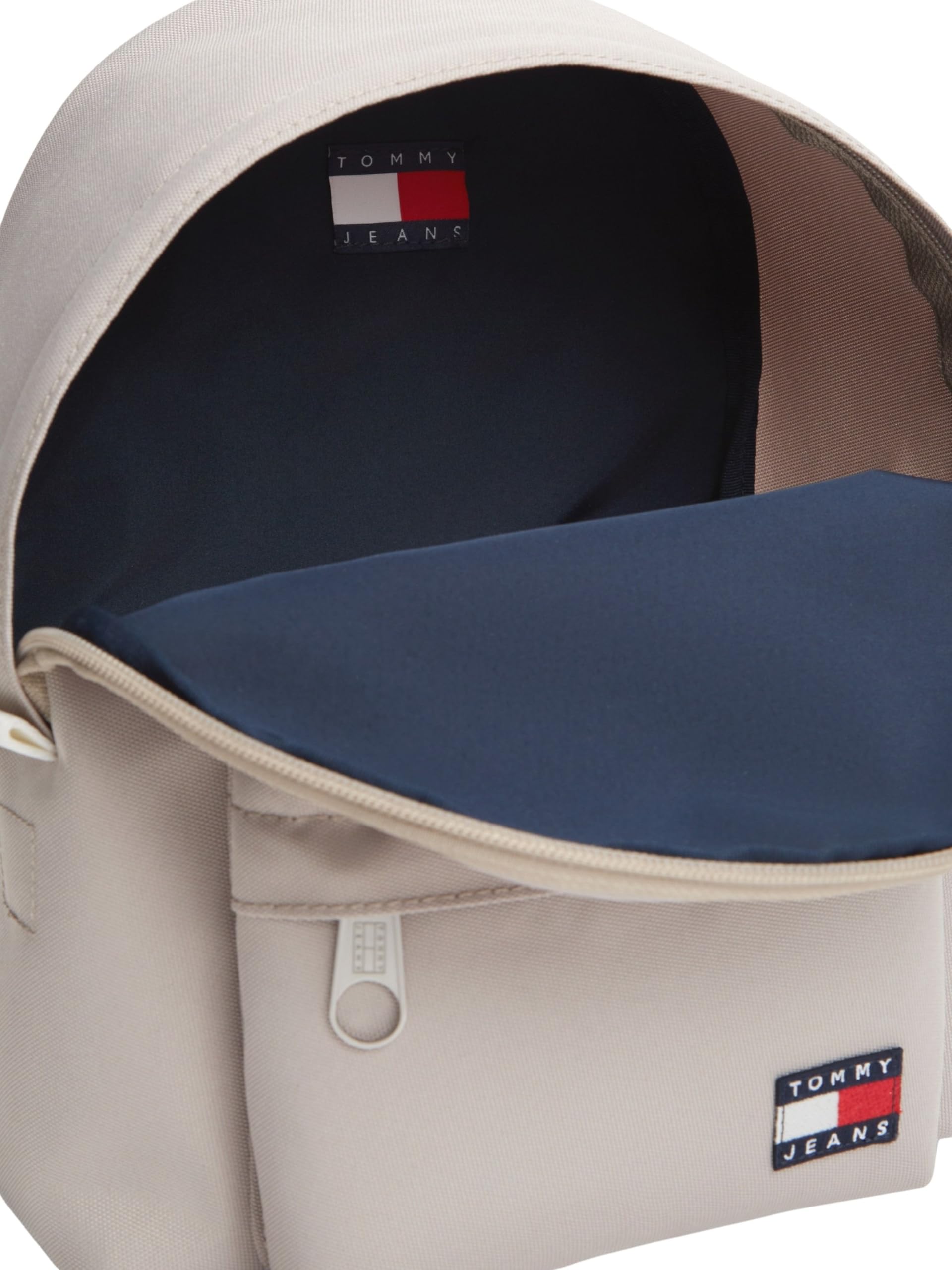 Tommy Jeans Mochila Mujer Daily Dome con detalles distintivos de la marca, Beige (Stone), Talla Única