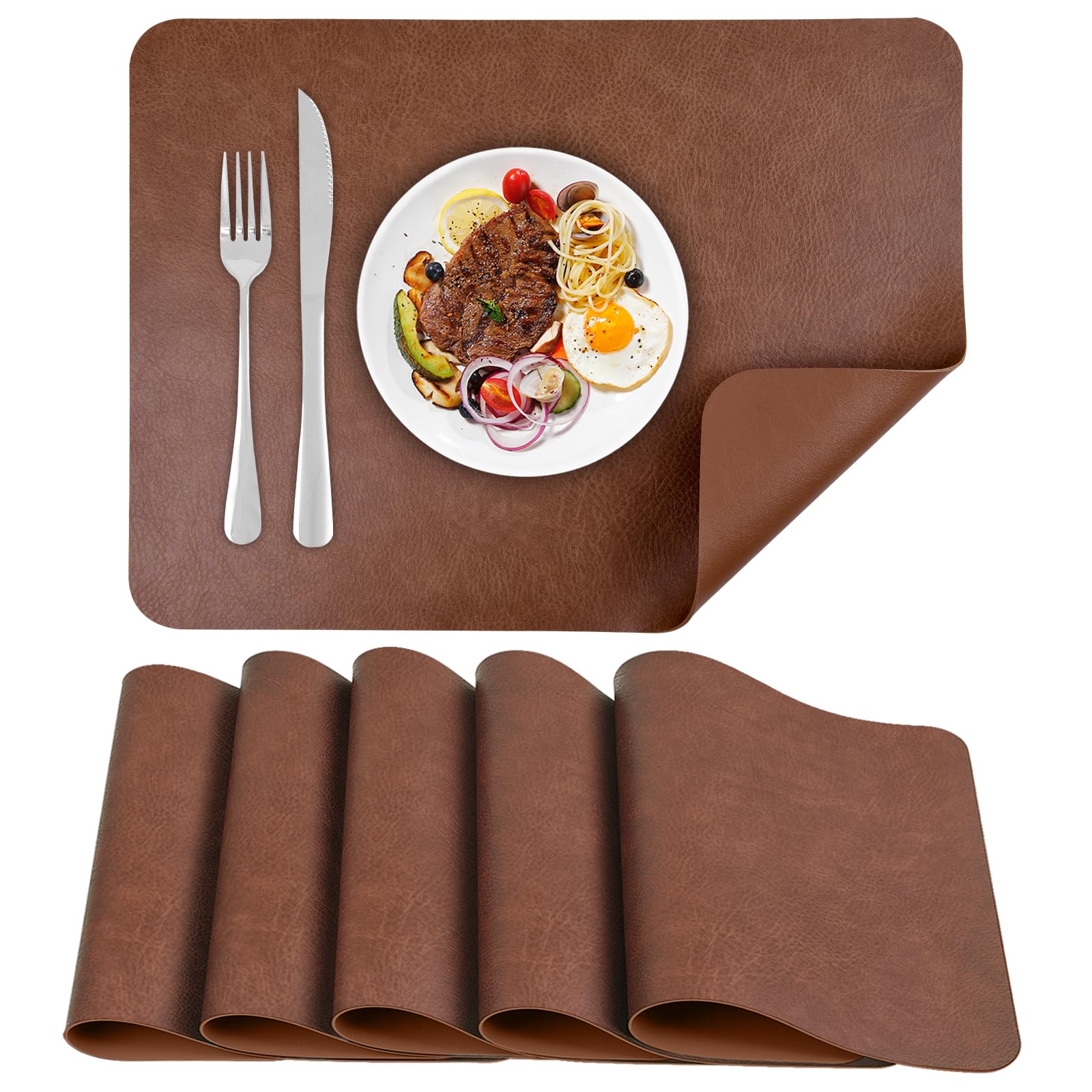 APLKER Placemats Set of 6, Waterproof Washable Table Mats Set of 6