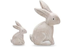 DN DECORATION Wooden Antique White 3D Bunny Rabbit Figurines: A Wholesome Spring and Easter Décor
