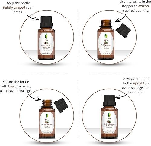 Miniatura 2 de SVA Organics Aceite de café con CO2 extraído de 13 oz, 100% puro, natural, de grado terapéutico, sin diluir, aceite esencial sin diluir para cara,