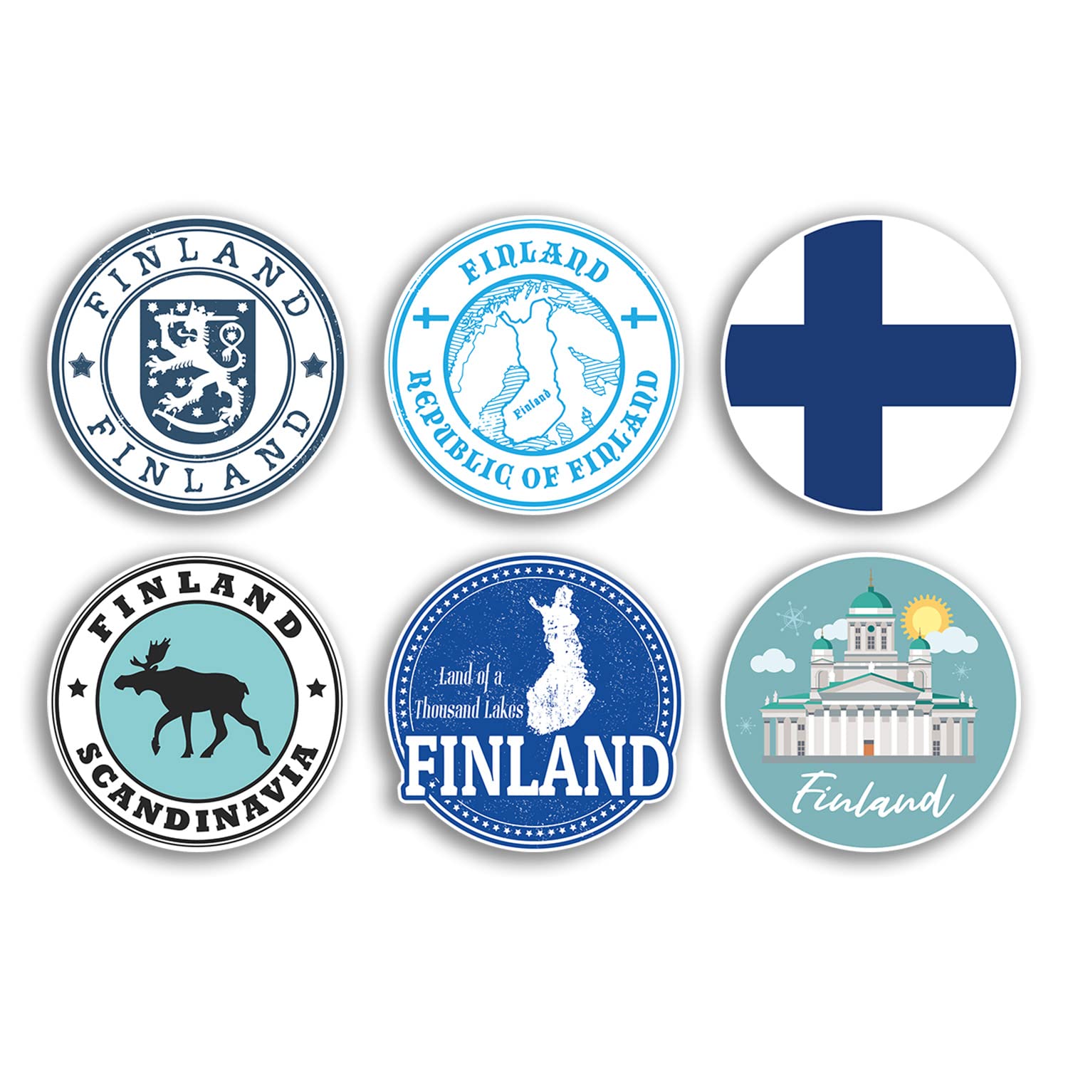 Dv Design Multi 6 X 10Cm Finland Vinyl Stickers - Finnish Country City Travel Map Flag Holiday Luggage Design Gift #78842