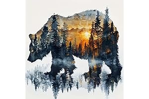 5D Diamond Painting Kits Animal: Bear Forest Scene Art For Adults Beginner