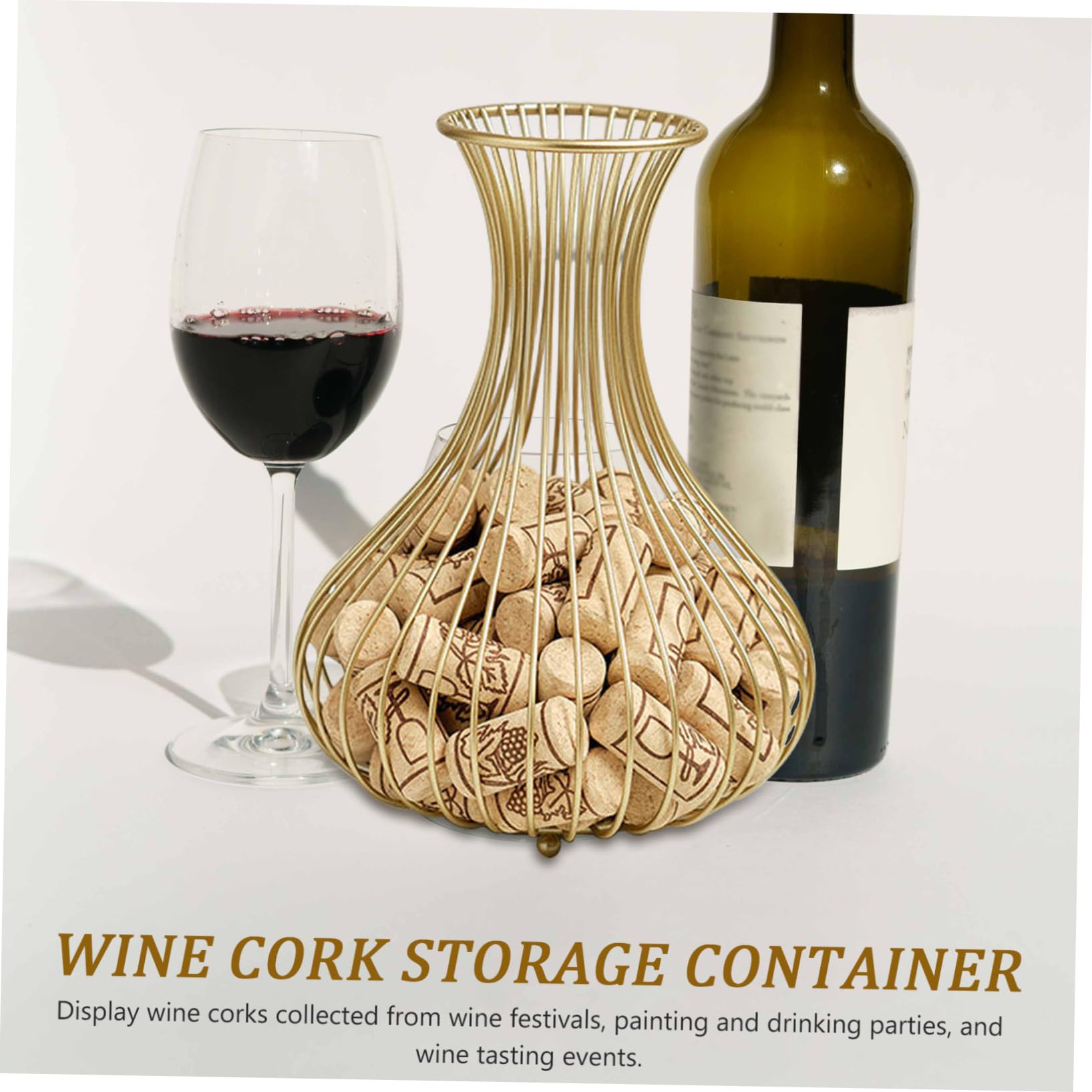 Lurrose Porta Tappi Sughero da Parete in Acciaio al Carbonio Oro Design Cavo Elegante e Moderno per Esposizione e Conservazione di Tappi di Vino Decorazione per Casa