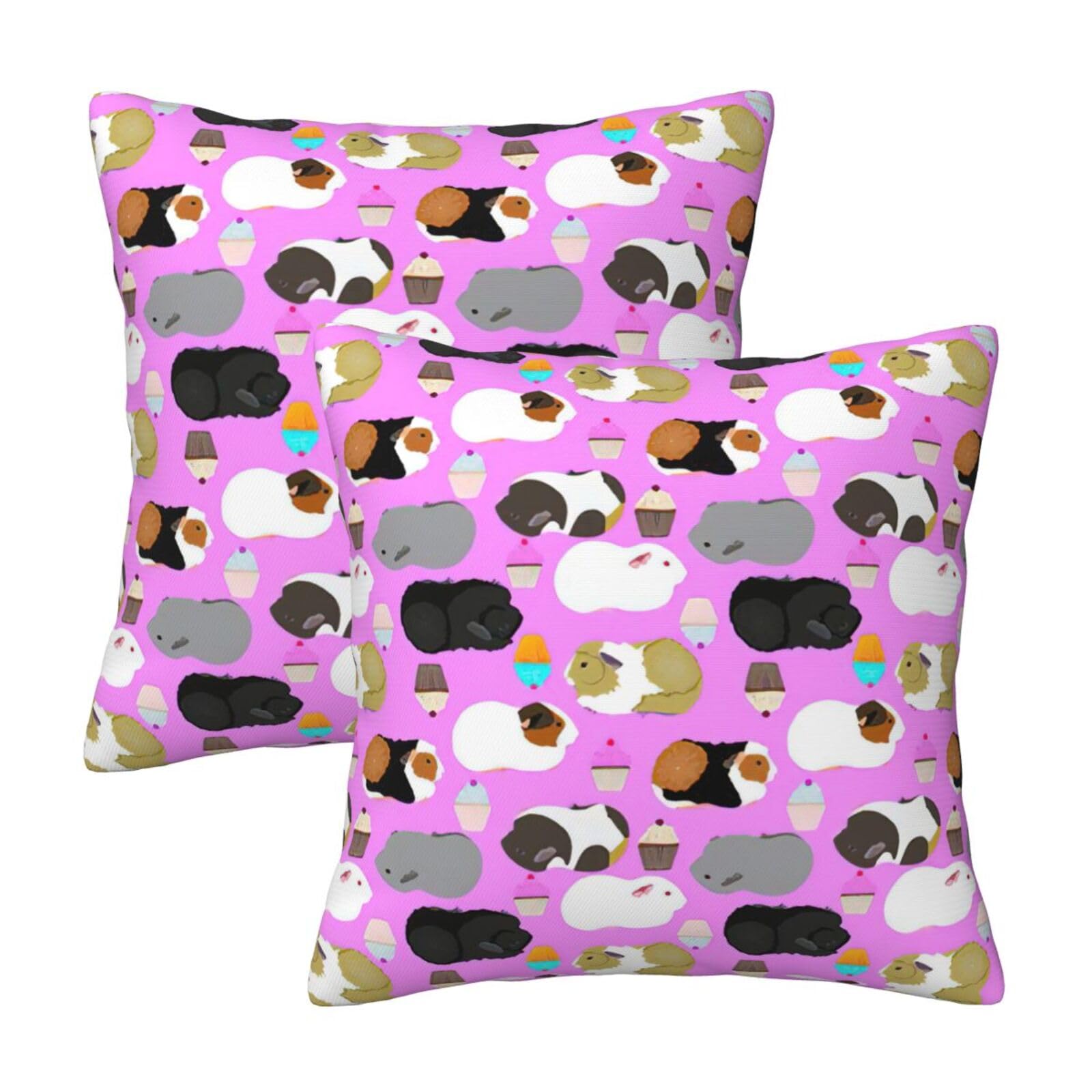 Kfjghhl Guinea Pigs And Cupcakes Throw Pillow Covers Decorative Farmhouse Couch Pillow Case 4 Sizes Square Cushion Pillcase