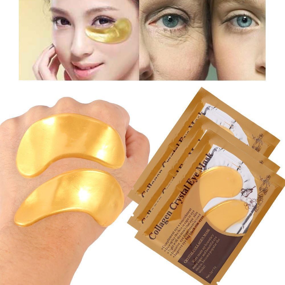 25 Pairs Luxury Crystal Powder Gel Collagen Eye Mask, Premium Anti Aging,Gold Powder Eye Masks Face Pad Anti Ageing Wrinkle Premium Crystal Gold Collagen EYE Mask Crystal Bio Anti Wrinkle Moisture Skin Care Patch Pad Dark Circles Tired Cooling Refresh Refreshing Area Relaxing Effect Sleep Fresher Looking Less Puffy