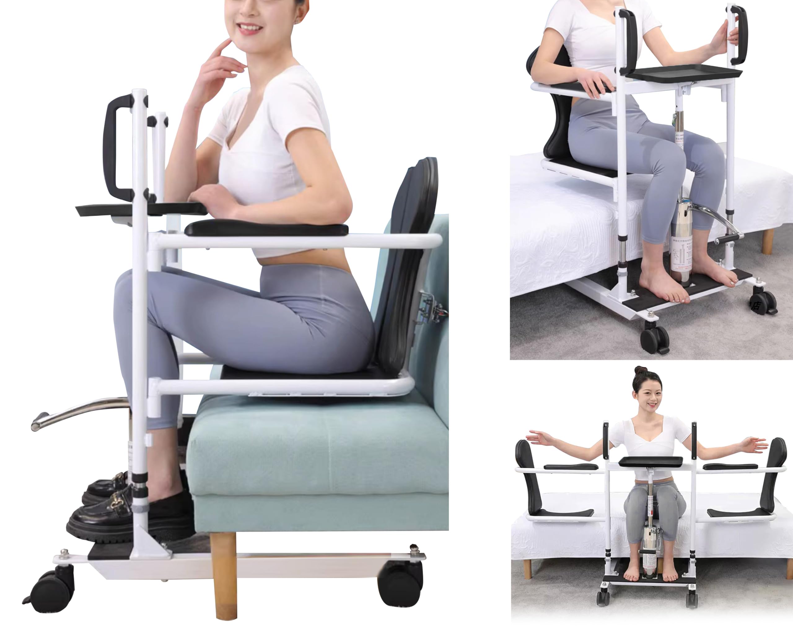 BOTOWI Sollevatore Idraulico per Pazienti, Sollevatore 5 in 1 per Trasferimento Completo del Paziente per Sollevamento del Pavimento, Letto Basso, Sedia con Sedile Diviso a 180°