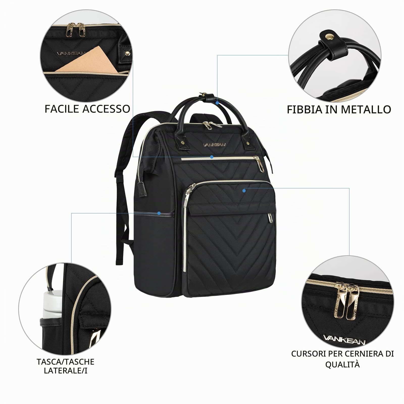 VANKEAN Zaino porta PC 15,6-17,3 Pollici, Zaino donna/uomo, Laptop Zaino Multitasche Universita, Zaino per Computer per Viaggi/Affari/Scuola/Ufficio