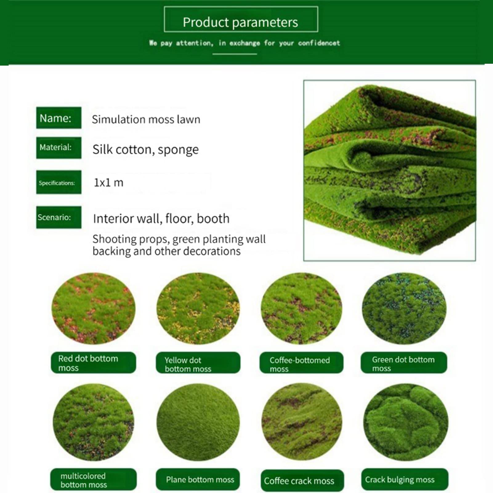 Tappeto Di Muschio Artificiale 1x1m - Prato Finto Per Decorazioni Interni Ed Esterni - Foto 2
