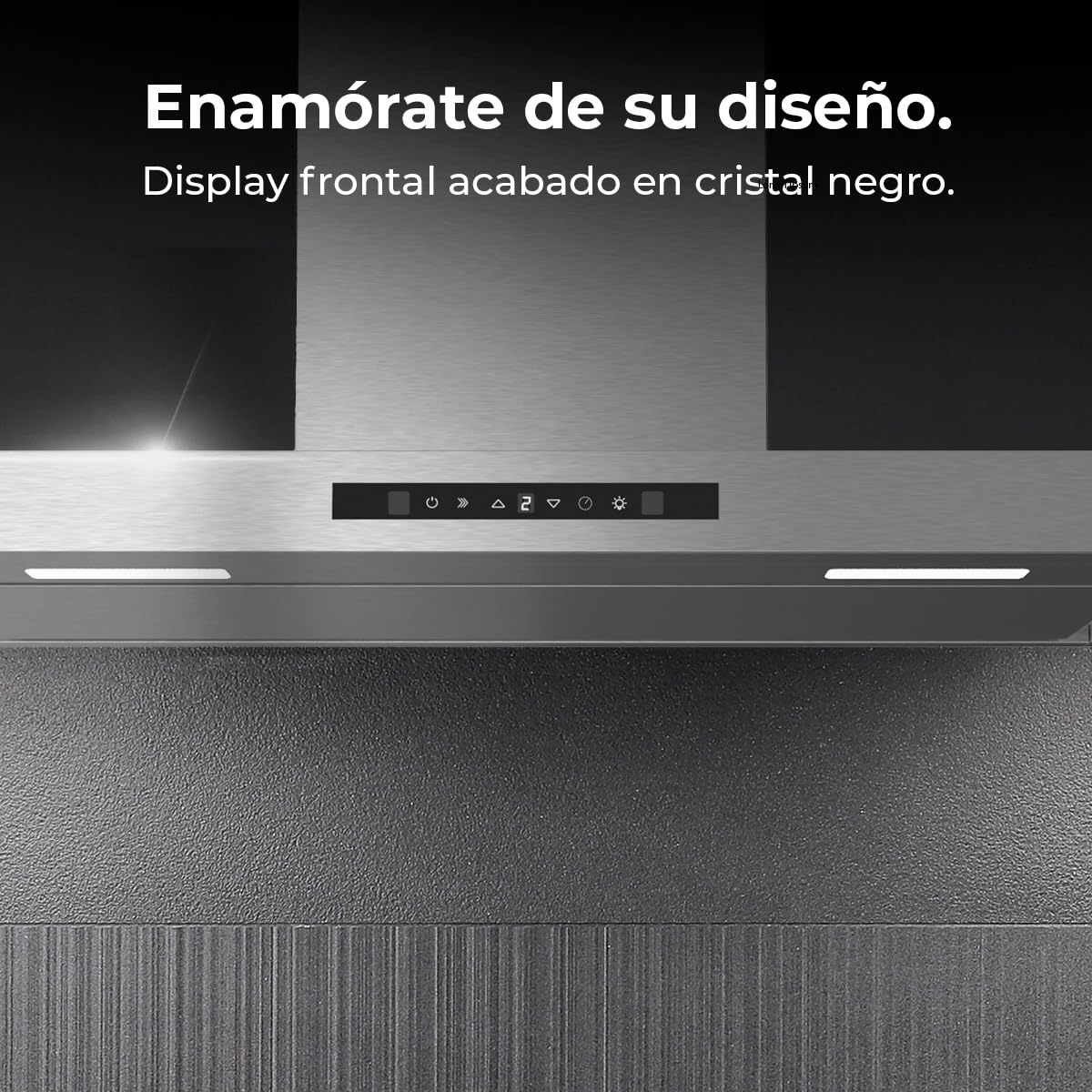 Cecotec Campana Extractora 90 cm Flux TT 908000 Glass Black A++, Clase A, 210W, Fuerza de succión de 800 m³/h, Acabado inoxidable, Control táctil, Hand Movement Control, Delay Funtion, Iluminación LED