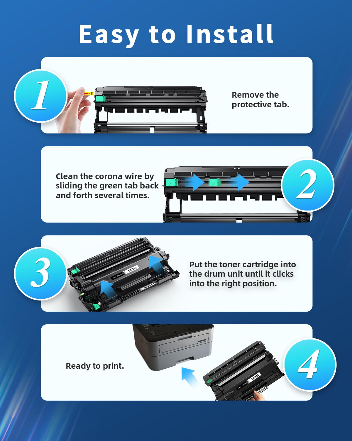 colorfly DR2510 DR-2510 Tamburo Compatibili per Brother DR 2510 per DCP-L2627DW HL-L2400DWE DCP-L2627DWXL DCP-L2620DW MFC-L2860DW DCP-L2665DW DCP-L2660DW MFC-L2860DWE DCP-L2627DWE (1 Nero Drum Unit )