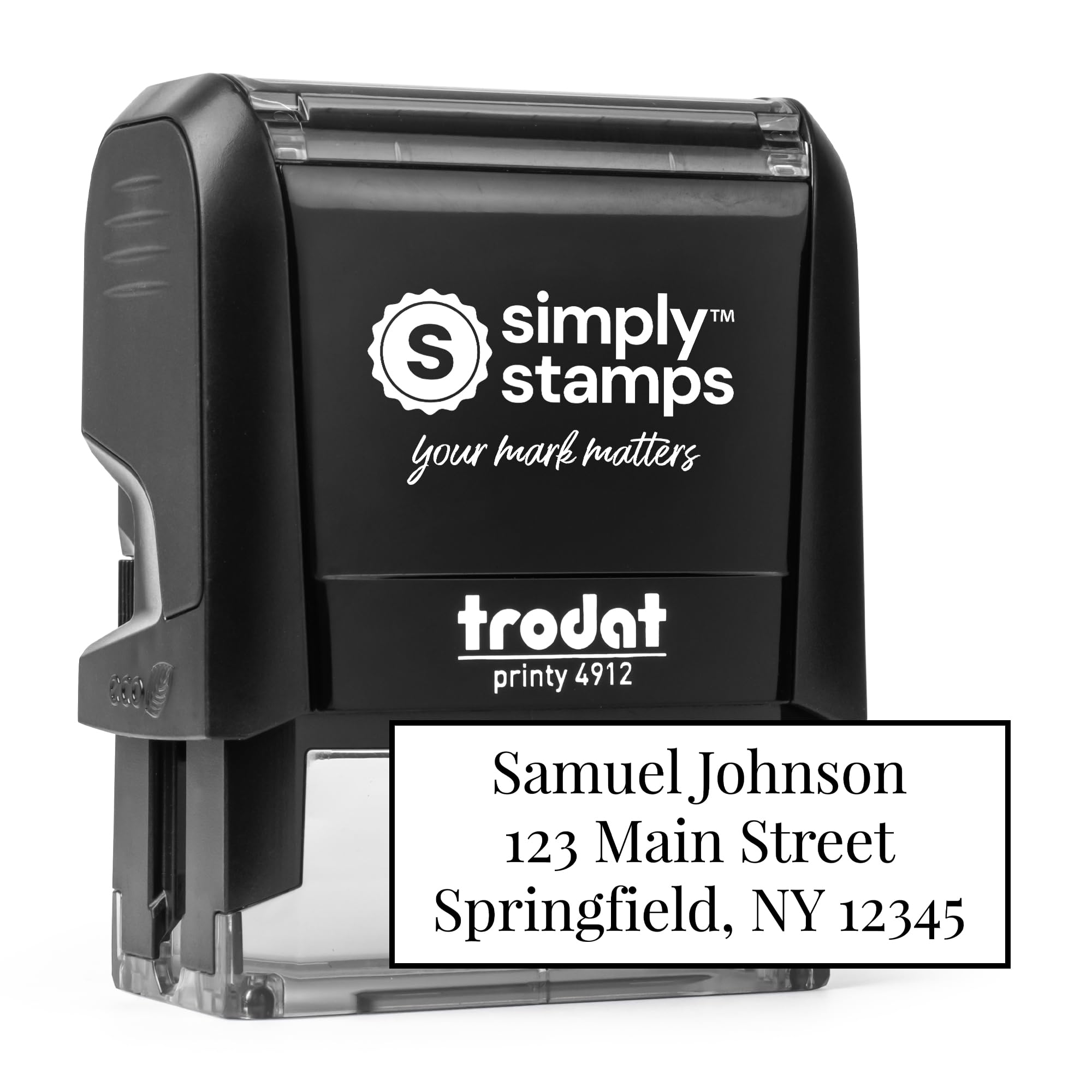Custom Address Stamp - 20 Font Options - 3 Line Self-Inking Address Stamp - Up to 3 Lines of Customized Text | Multiple Ink Color Options (Medium)