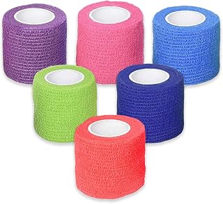 Ever Ready First Aid Self Adherent Cohesive Bandages 2" x 5 Yards - 36 Count, Rainbow Colors