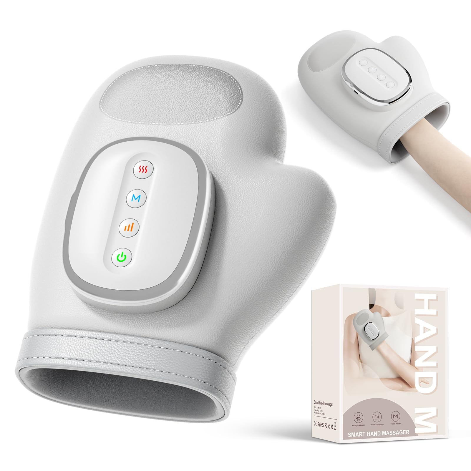 Massaggiatore Mani Hand Massager Senza Fili Ricaricabile Portatile Sollievo Dolore Calore 3 Modalità Massaggio 3 Livelli Riscaldamento 5 Intensità