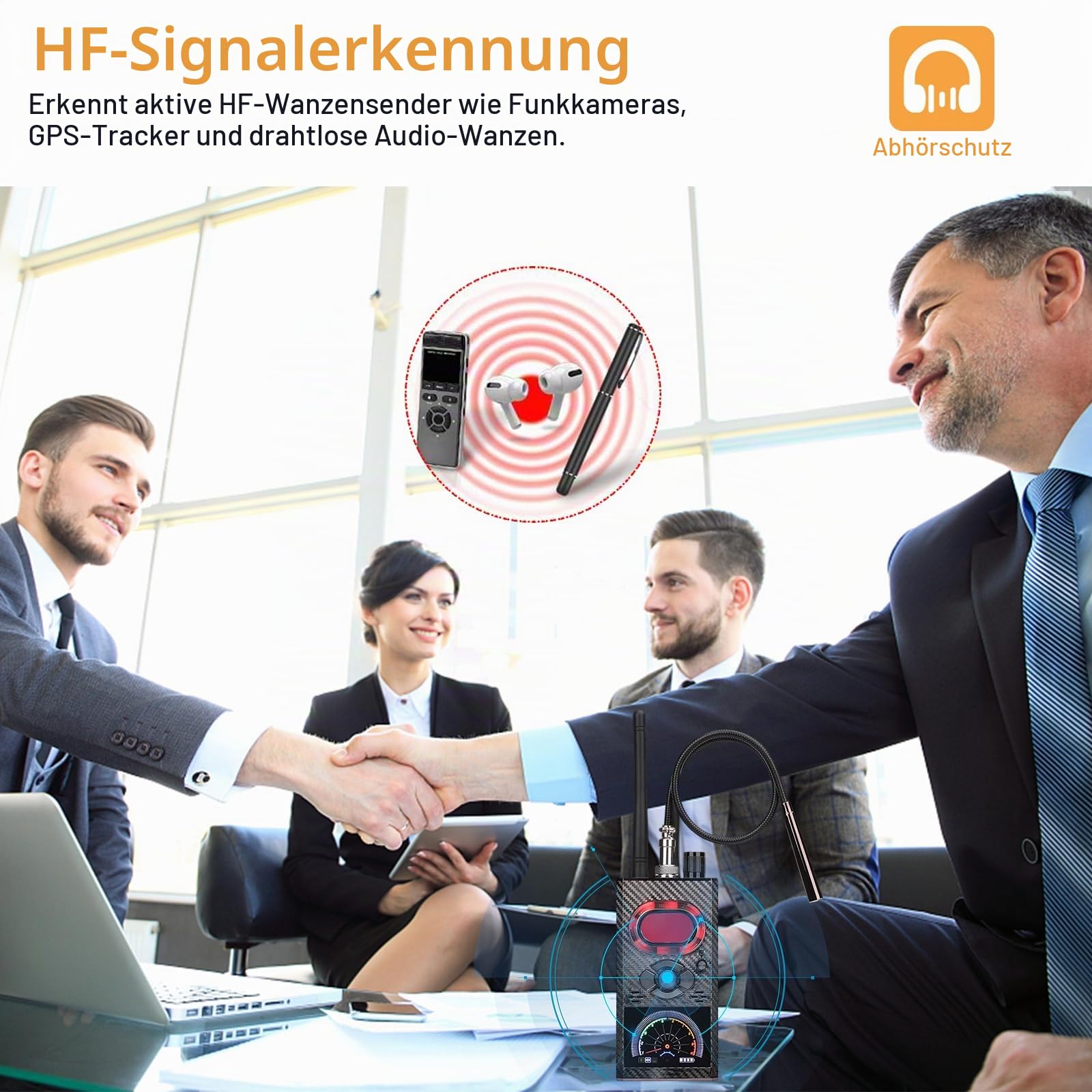 Wanzen Detektor RF Wireless,Wanzendetektor GPS Spy Finder,Versteckte Kamera Detector für GSM Tracker Abhörgeräte Funkkameras Wanzenfinder Infrarot Detector Starke magnetische Detektor