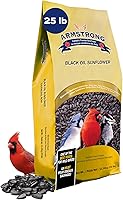 Armstrong Black Oil Sunflower Bird Seed 25 lbs - Attracts Cardinals, Blue Jays, Woodpeckers - Premium Wild Bird Food for Feeders