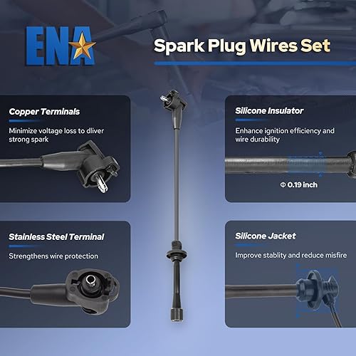Miniatura 6 de ENA Juego de 3 bobinas de encendido con 6 bujías de platino y juego de cables compatibles con Toyota 4Runner T100 Tacoma Tundra 1995-2004 3.4L