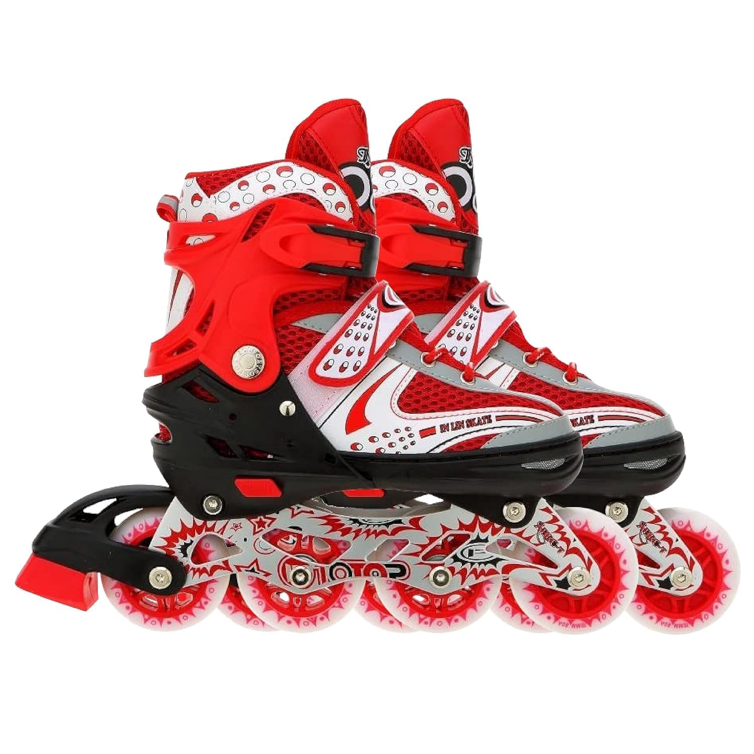 VEERA V732 Inline Adjustable Skating Shoes Medium Size 34 EUR (UK 1.5) - 38 EUR (UK 5) for 6 to 12 Years | Red | Aluminium Chassis and 70 mm PVC Wheels | Front Wheel with Flash | for Indoor/Outdoor (B06XDYPKF1) Amazon Price History, Amazon Price Tracker