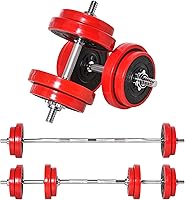 Soozier 44lb Adjustable Dumbbell Set Converts to Barbell - 2-in-1 Home Gym Weights for Men & Women Strength Training