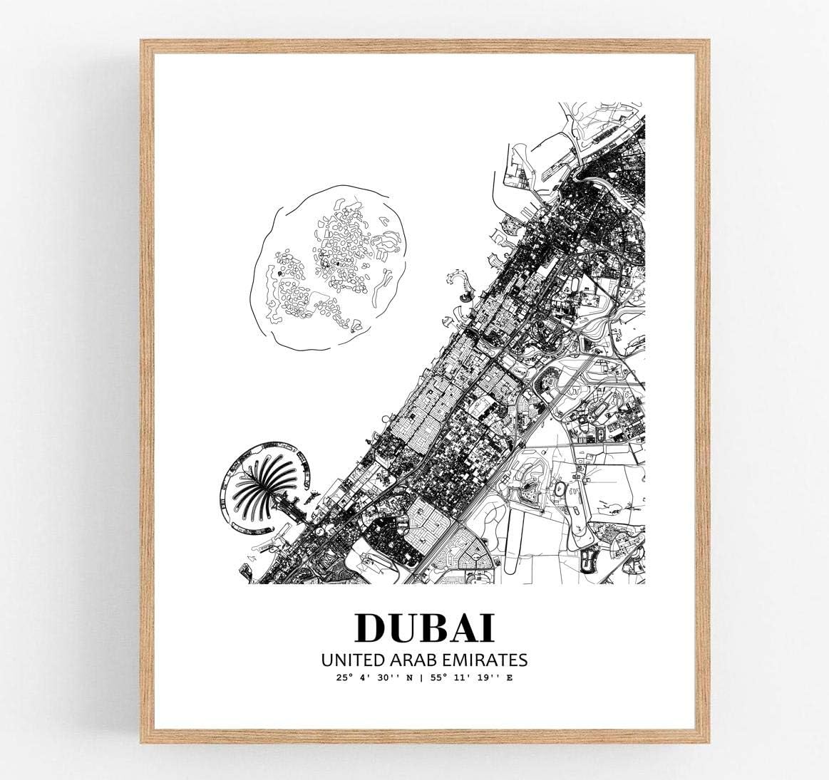 المثالي - اليفيلي 11 × 14 غير مؤطر دبي الامارات العربية المتحدة منظر المدينة مجردة الطريق خريطة الفن الفن طباعة بوستر جدار مكتب ديكور المنزل الحد الأدنى خط الفن مسقط المنزل wgn311 2026 - view 1