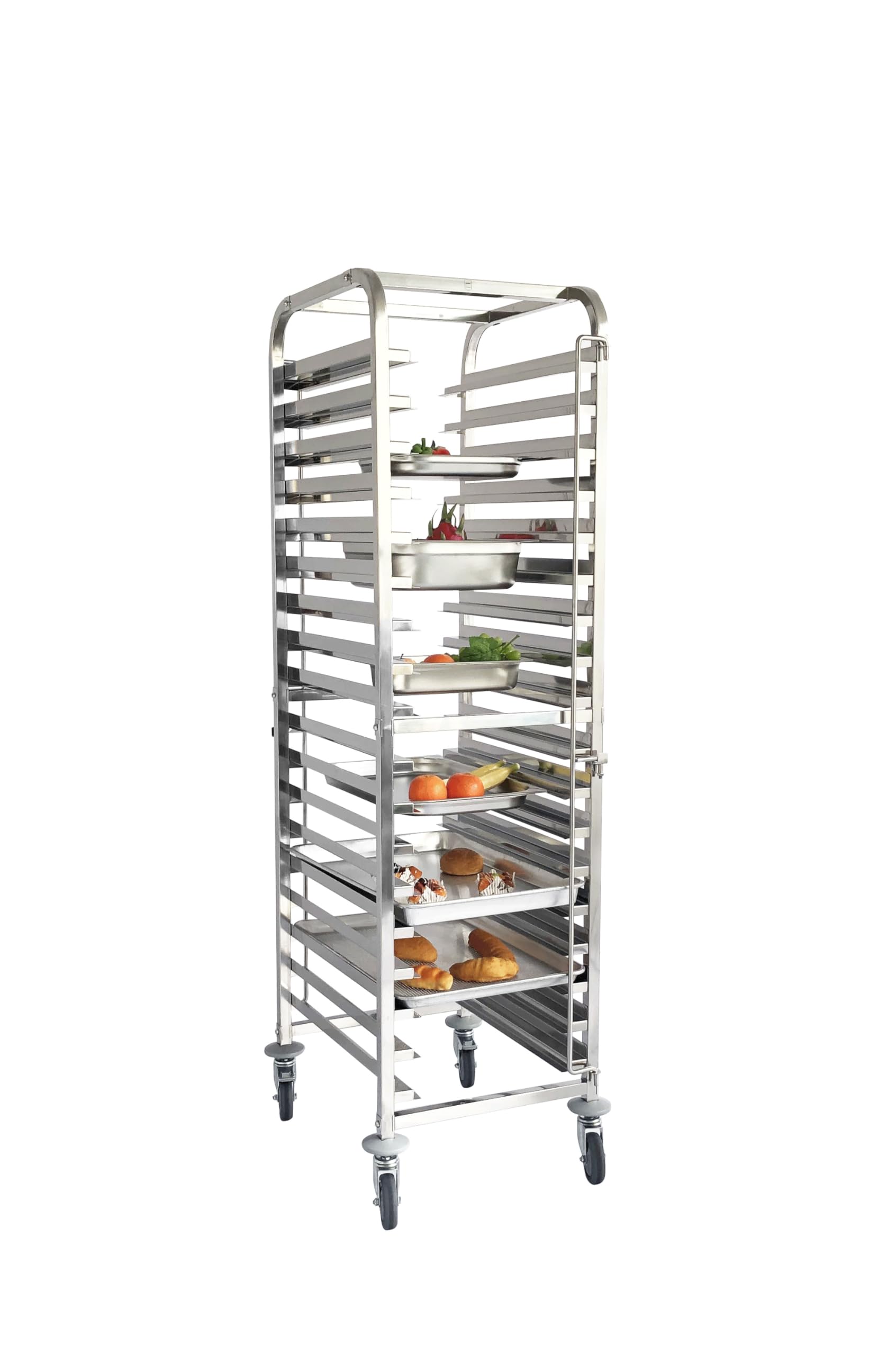 METRO Professional Chariot à étagères 2 en 1 GN 1/1 GSC101821, Chariot à Roulettes, 18 niveaux, acier inoxydable, 60,5 x 46,3 x 175 cm, argent