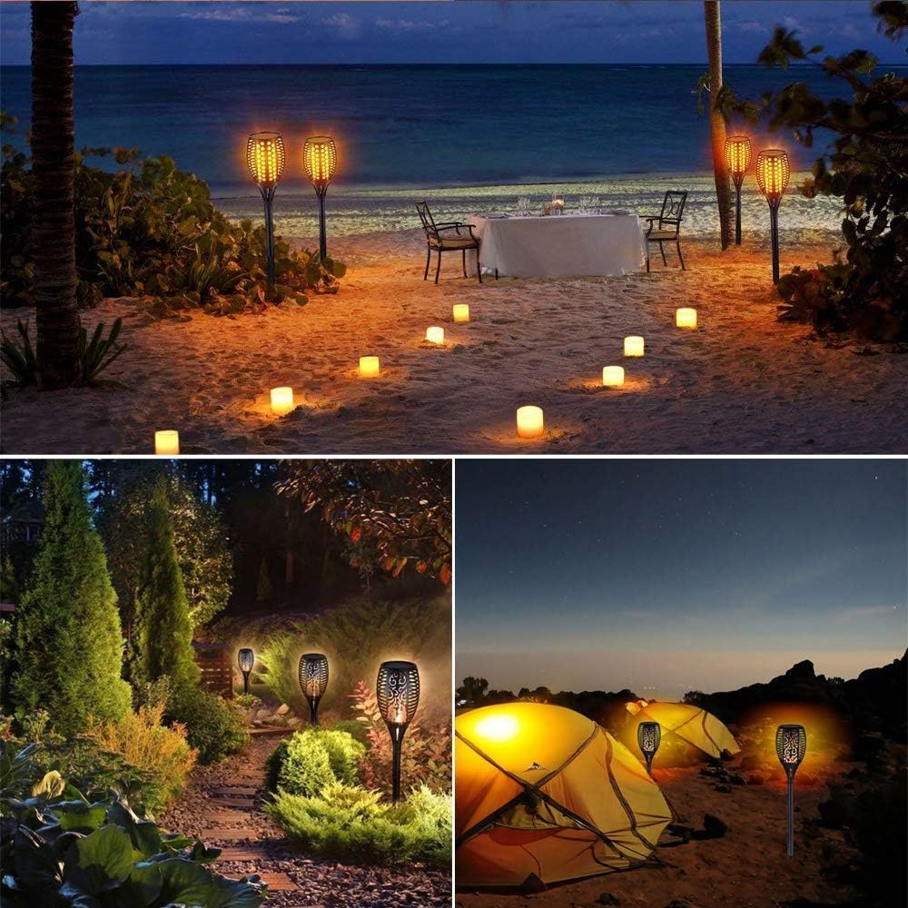 StillCool Flame Solar Lights Outdoor LED Landscape Lighting Path Lights Waterproof Flame Flickering Lamp Torch Dusk to Dawn Auto On/Off Security for Garden Yard Patio, 4 Pack