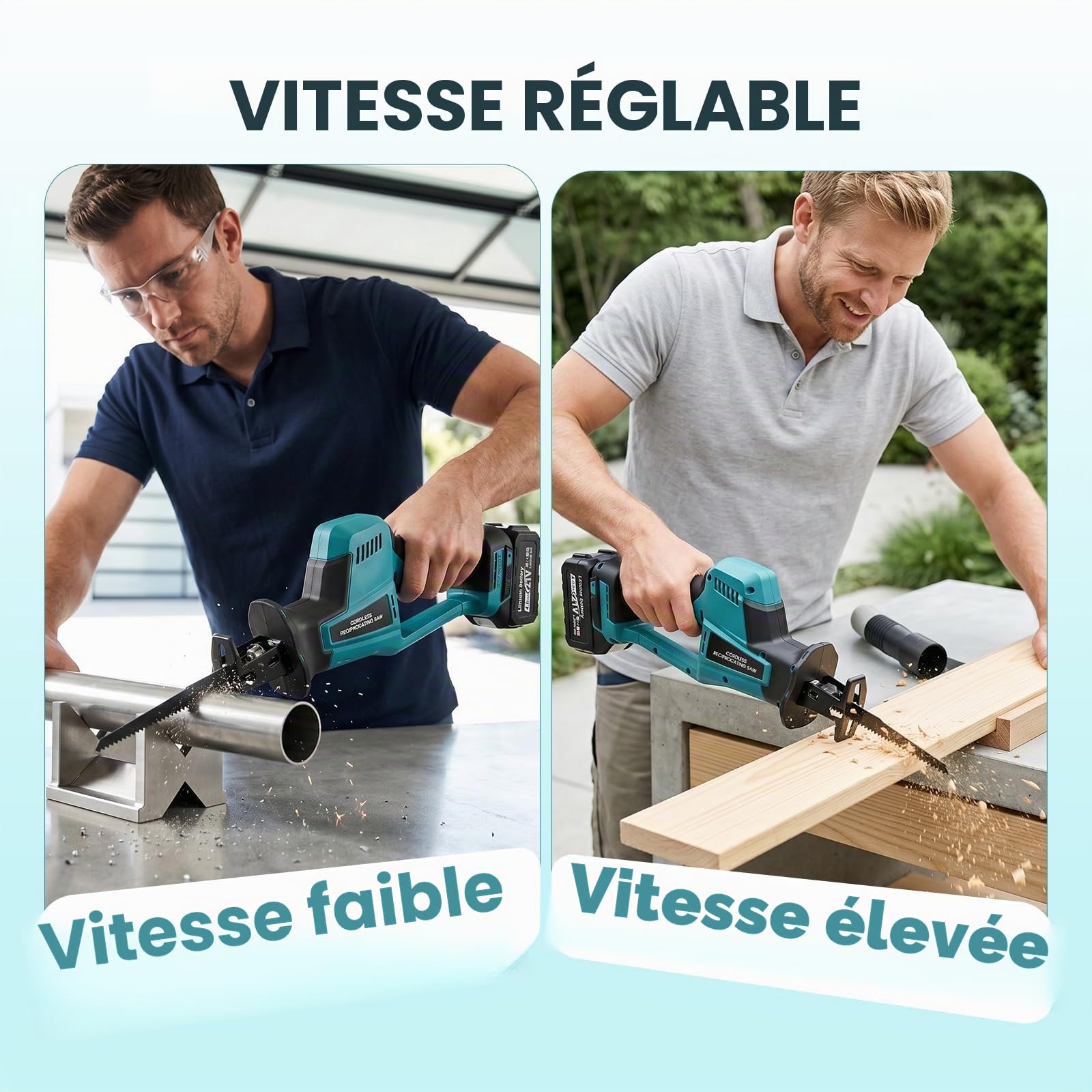 Scie Sabre Sans Fil avec 2 Batteries 4.0Ah, Moteur Brushless 0-3100 SPM, Course 22 mm, Compatible avec Makita 18V, Vitesse Variable, 4 Lames, Chargeur pour Couper Bois, Métal et PVC