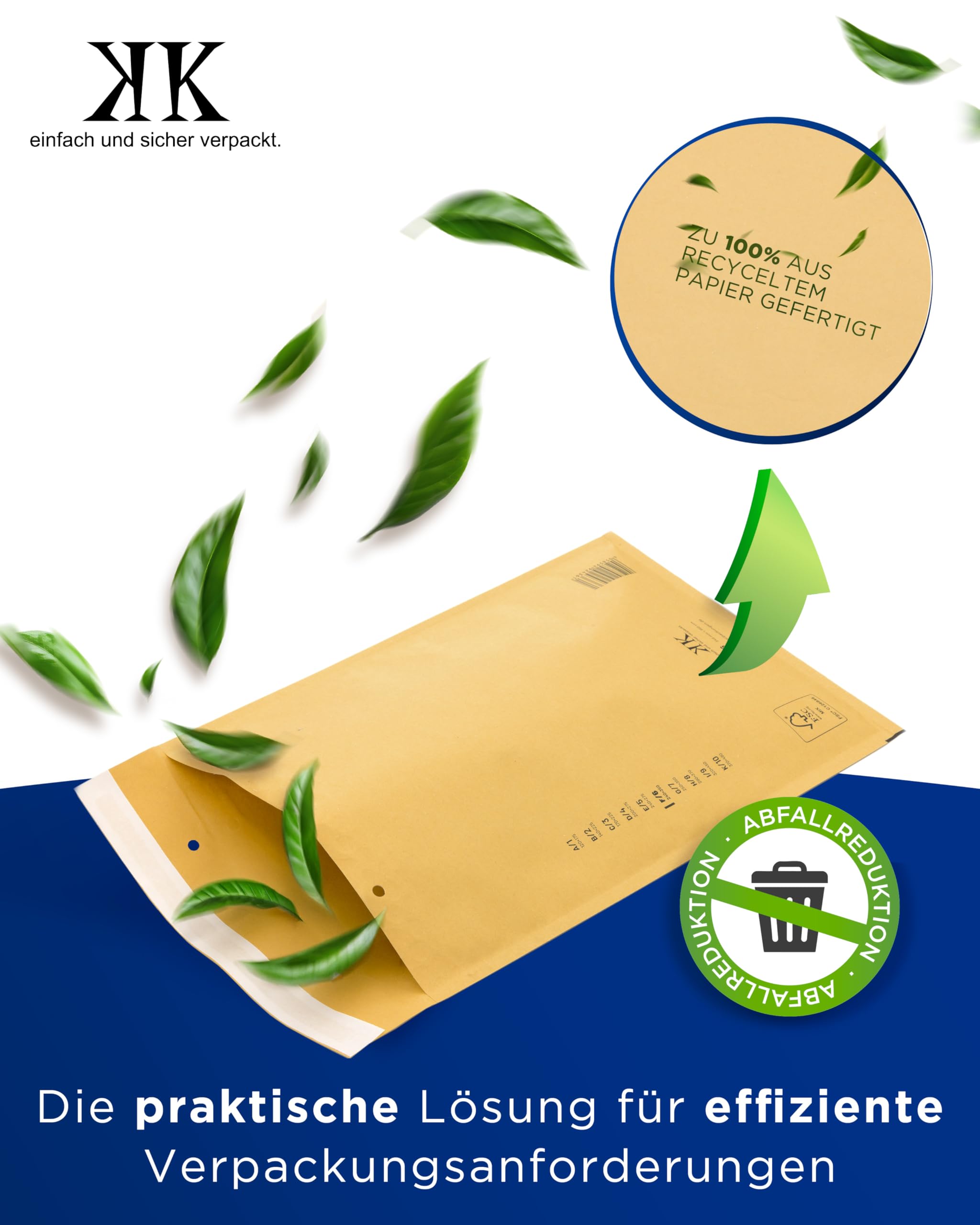 KK Verpackungen 300x Luftpolster-Versandtaschen F6 F/6 240 x 350 mm (Außenmaß) in Braun | Luftpolsterumschläge Luftpolstertaschen selbstklebend für DIN A4+