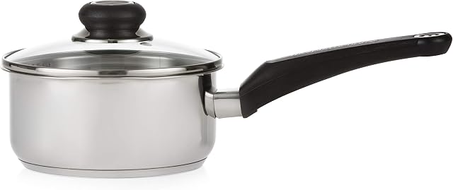 Morphy Richards 970112 Equip 16cm Pouring Saucepan with Glass Lid, Stainless Steel, Stay Cool Handles
