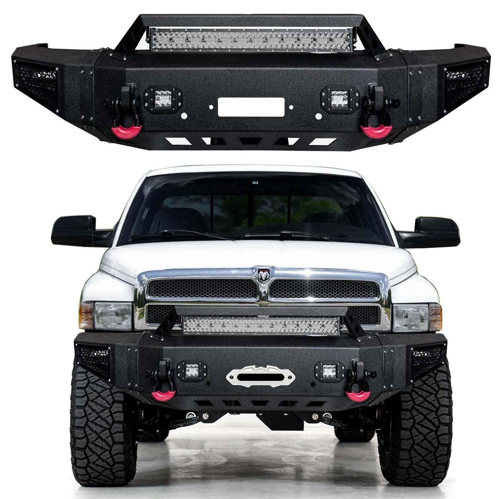 Front Bumper Textured Black Steel Bumper - 1998 dodge ram 1500 front bumper
