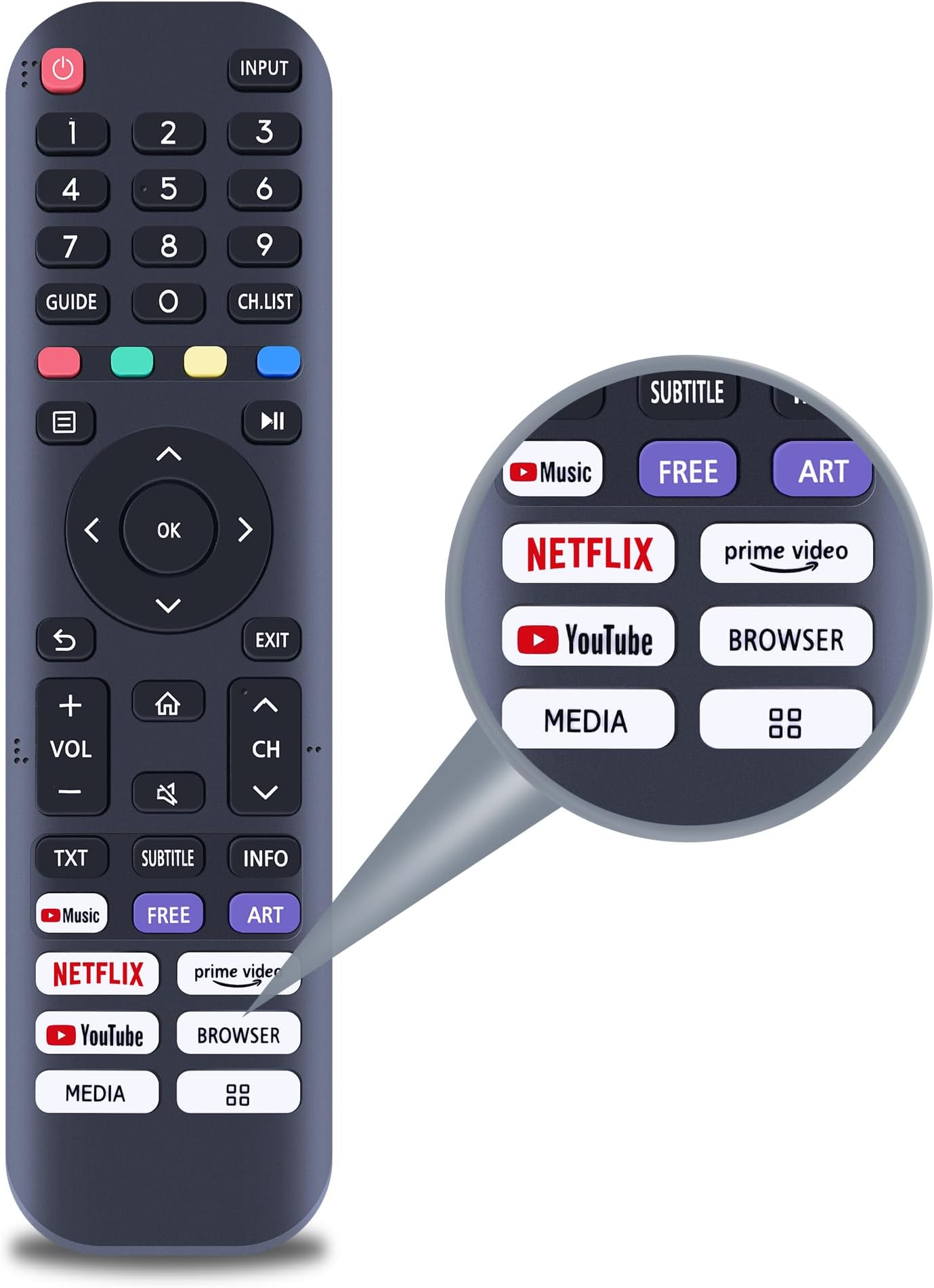 EN2J30H Remote Control for Hisense Vidaa Smart TV 2020 32A45GV 40H5G 40A4GV 40A40GV 40A40GMV 40H55G 40A4HV 40A4070GMV 43H6G 43H77G 43V6G 43A60G 43A60H 43A60GMV 43A6010GMV 43A6070GMV