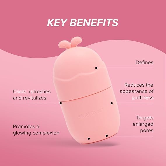 SKIN GYM Cryo Ice Roller for Face & Neck for Glowing Complexion - Pink
