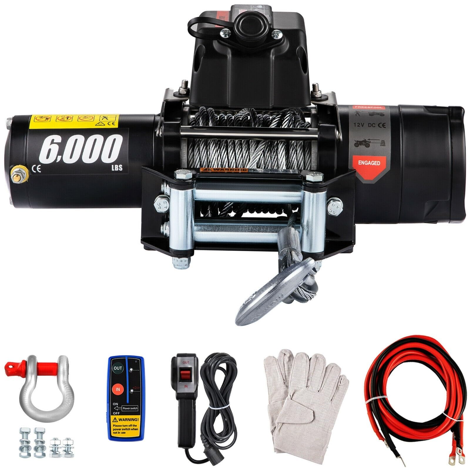 6000LBS 12V Recovery Car Electric Winch Series Wound ar Train Wireles Remote Control Steel Cable Winches For Heavy Duty ATV Do użytku domowego