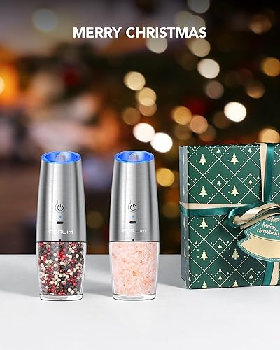 Miniatura 46 de FORLIM Gravity - Juego de molinillo eléctrico de sal y pimienta, molinillo automático de pimienta, molinillo de pimienta, funciona