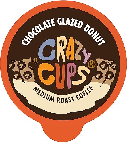 Crazy Cups Cápsulas de café saborizado para todas las máquinas K-Cup de Keurig, sabor a dona glaseada de chocolate, paquete de 4, 88 porciones
