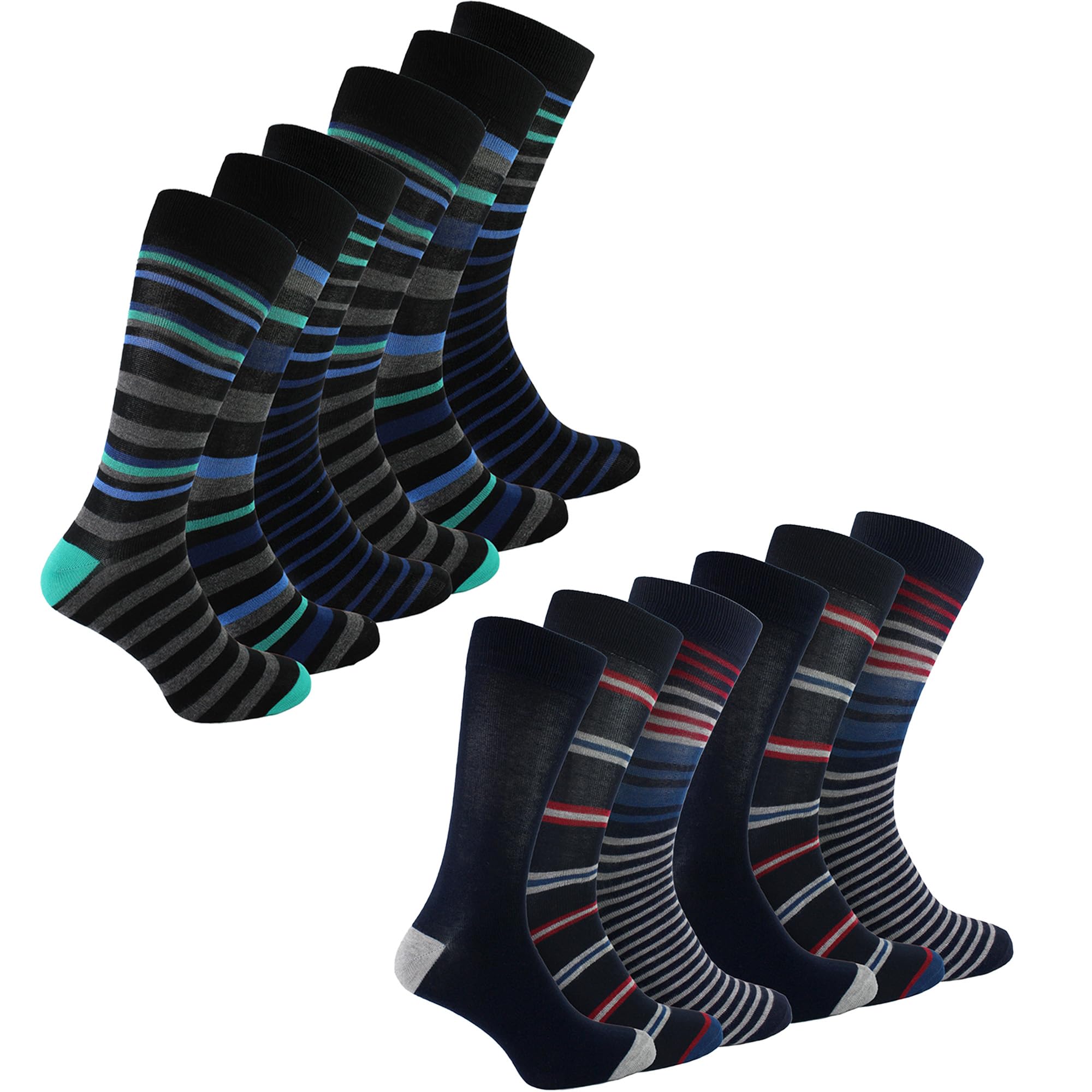 12 Pair Multipack Mens Bamboo Socks | Novelty Multicolor Cushioned Funny Design Crew Socks | Size 6-11 UK (6-11, Assorted)