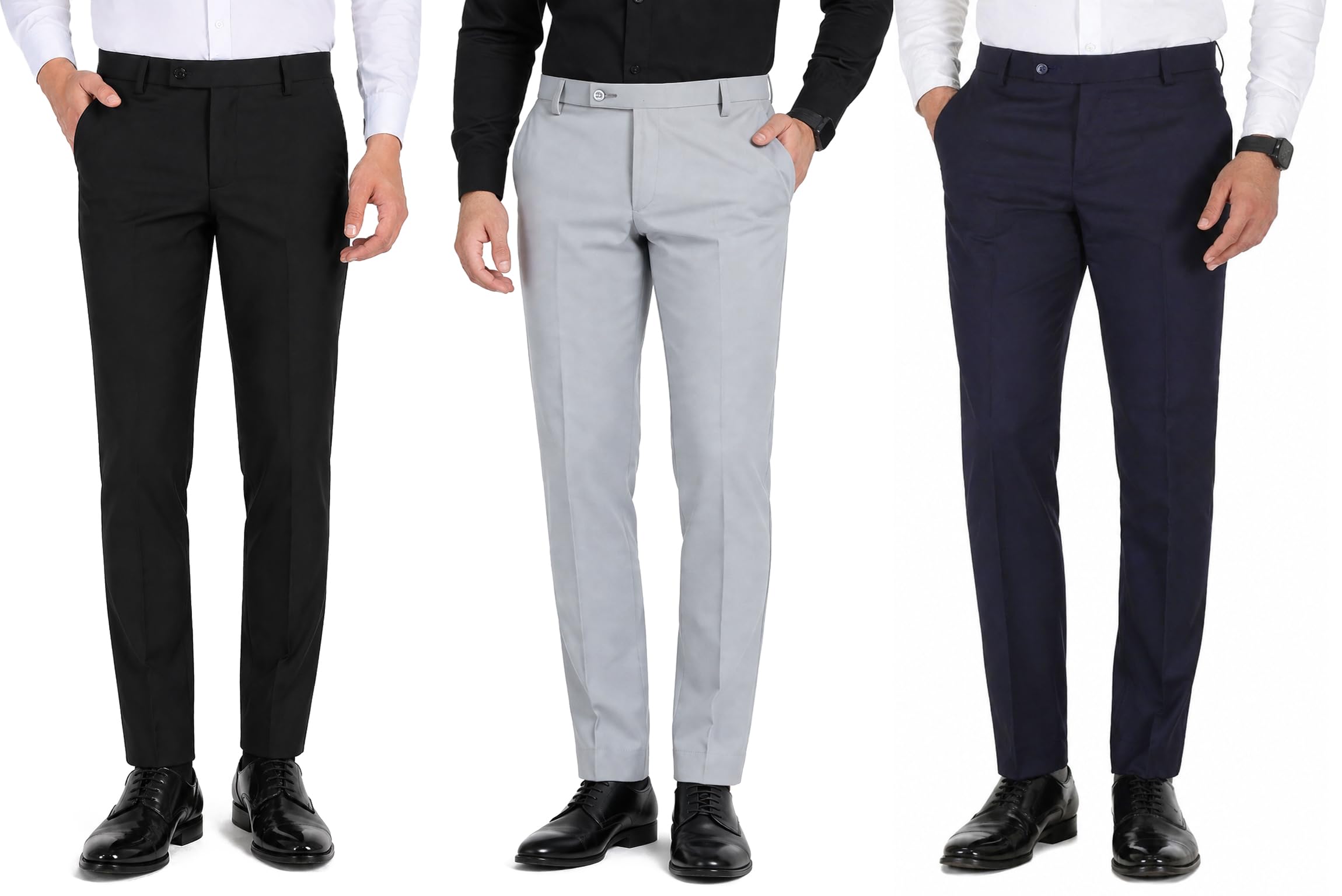 Formal Pants for Men Office Wear Combo Pack of 3 - Premium Slim Fit Formal Trouser for Men, College Pant for Boys, Gents Bottom Formal wear for Office Meeting, Party, Gathering, Wedding-picture-22