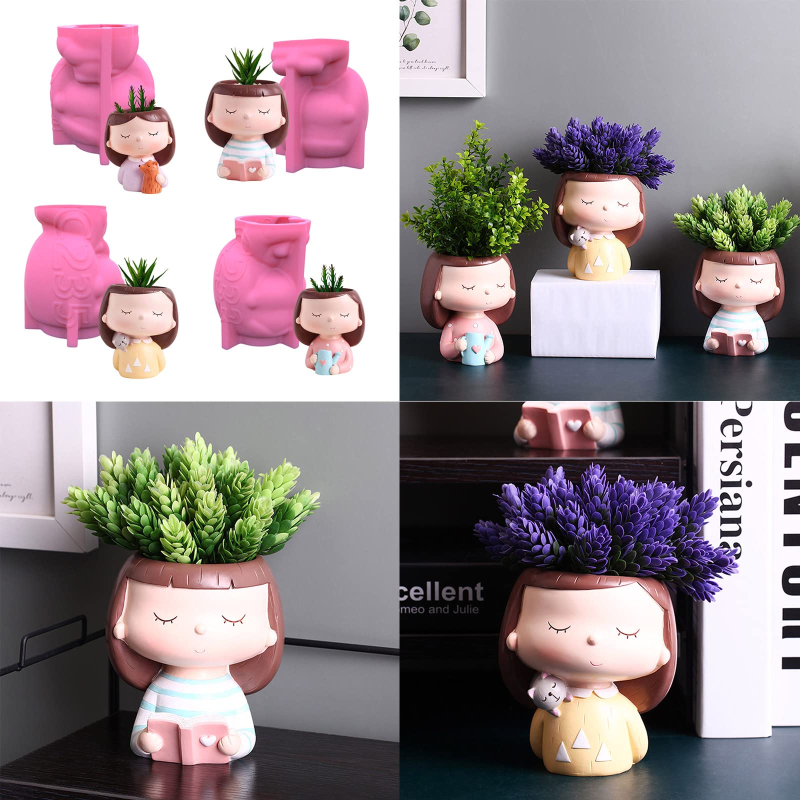 Porta candele Stampo in resina Cemento Gesso Vaso da fiori Stampi in silicone Stampi per colata in resina epossidica per gioielli fai da te Contenitore portapenne per resina/resina epossidica