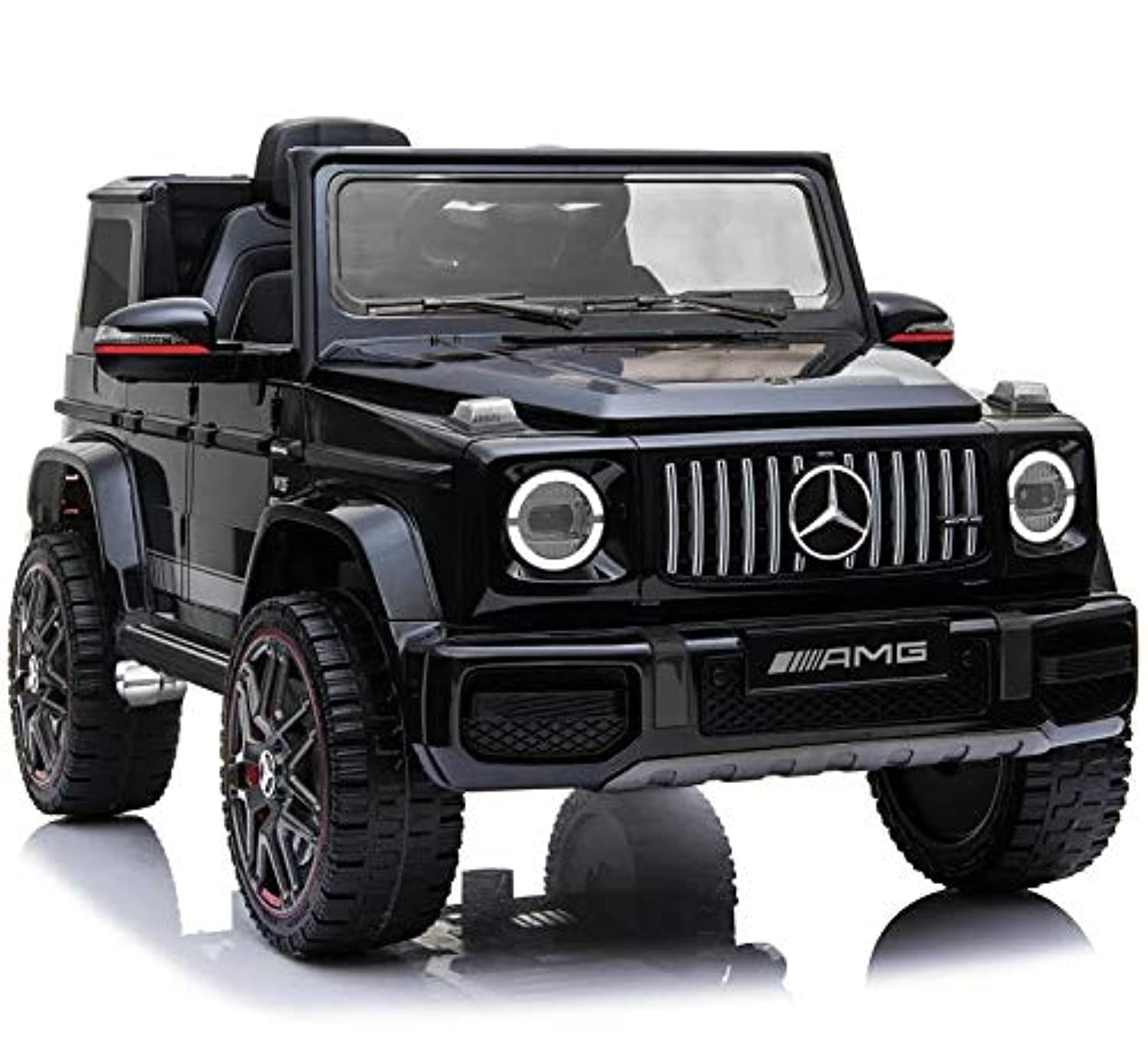 RACEWINNER AMG G63 12V Ride On Car with Remote Control for Kids, Suspension System, Openable Doors, LED Lights, MP3 Player (Black)