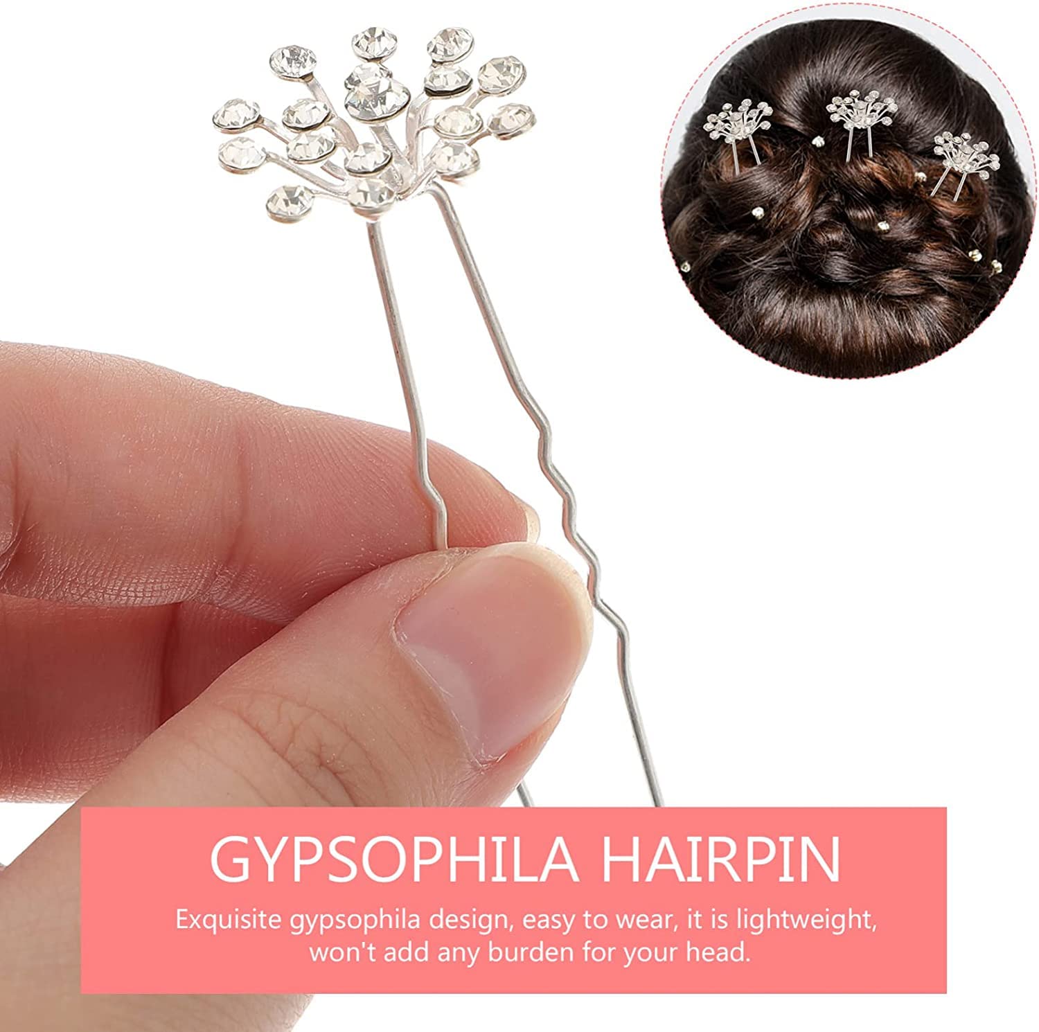 Forcine for capelli ， Fermagli for capelli for donna ， 40 pezzi Copricapo Spose Elegante Forcella Capelli Spilla da sposa Accessorio Ragazze Perle Chic Updo Chignon Gypsophila Damigelle d'onore Fiore