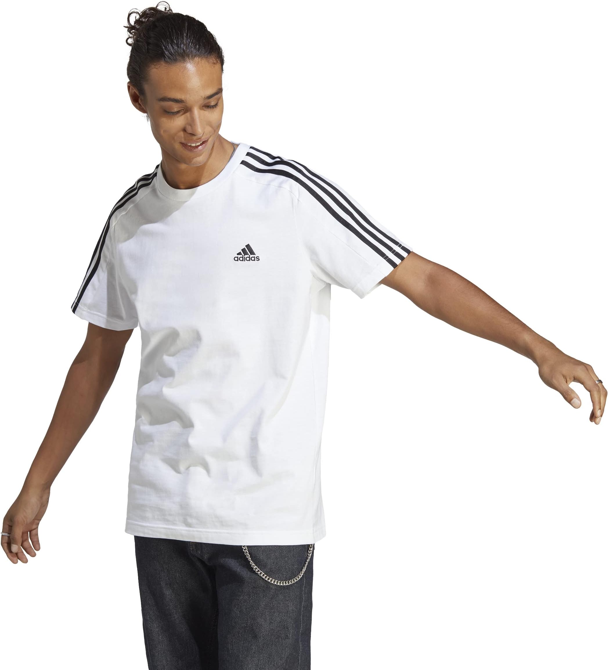 adidasmens Essentials Single Jersey 3-Stripes T-Shirt