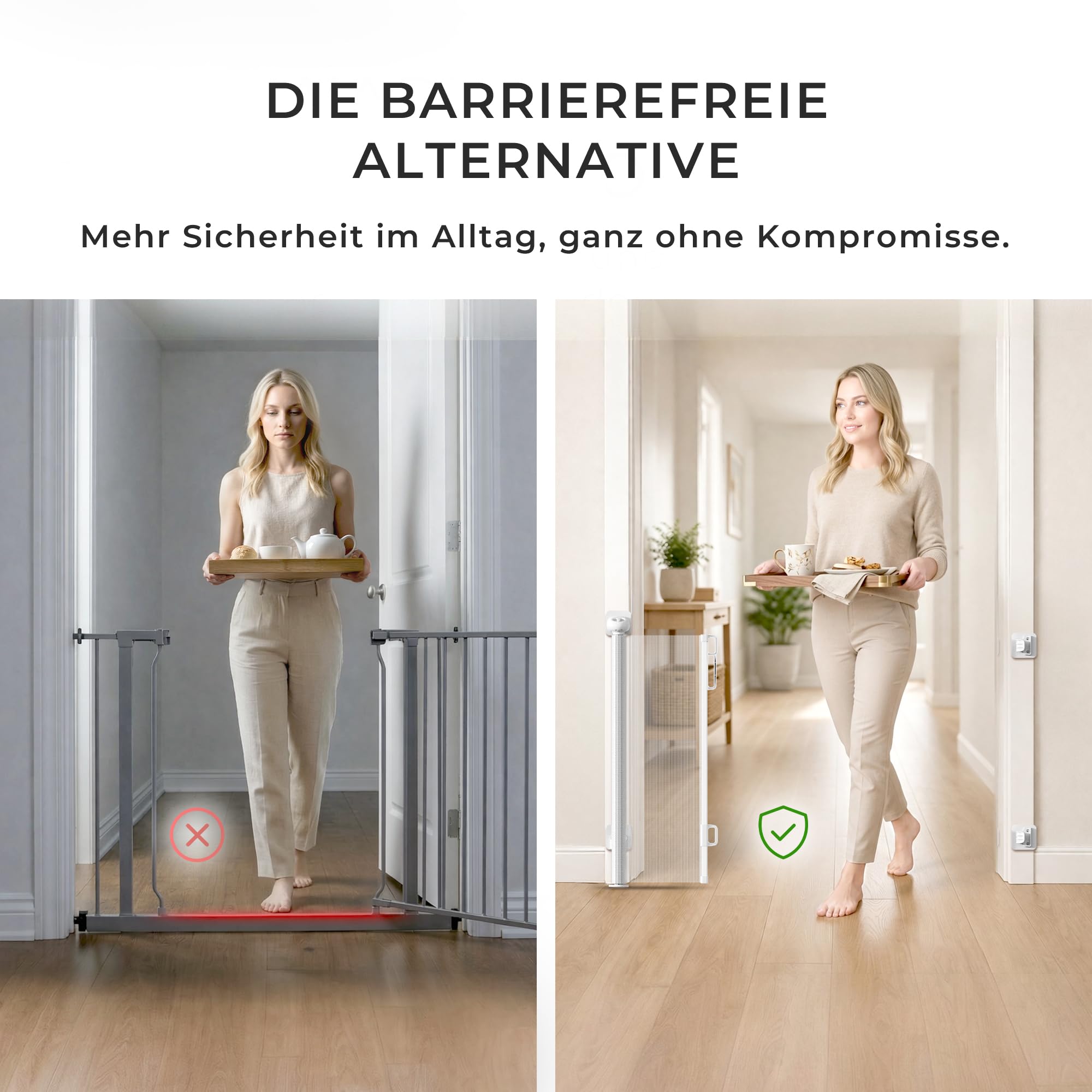 Allyson Treppenschutzgitter Ausziehbar, Türschutzgitter bis 140 cm, Kinderschutzgitter 84 cm Höhe, Verstellbar & Stabil – Weiß