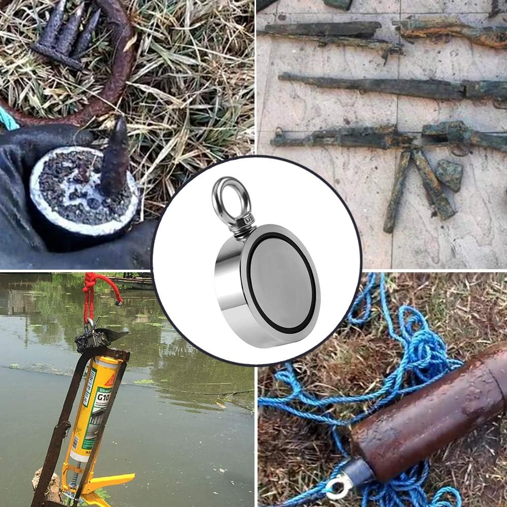 Ant Mag Magnete da pesca da 453,6 kg, magnete a doppia faccia al neodimio in terre rare, forza combinata, forte magnete di recupero per il recupero magnetico del fiume, pesca di salvataggio