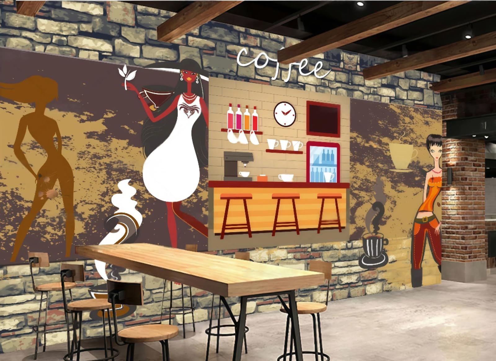 Papier peint mural de café 3D pour transformer le fond de votre restaurant
