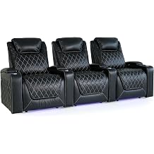 Valencia Oslo XL Home Theater Seating | Premium Top Grain Italian Nappa 11000 Leather, Power Headrest, Power Lumbar Support, Extra Space, 400 lbs Capacity Row of 3, Black