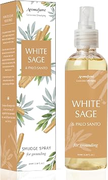 Aromafume White Sage & Palo Santo Smudge Spray 100ml/3.3 oz | Sage Spray for Cleansing Negative Energy & Protection | Non-Toxic | Room Spray for Spiritual Cleansing, Smokeless Sage Smudging