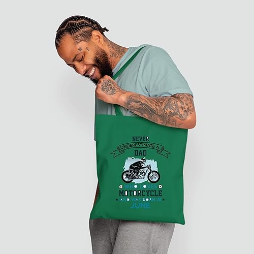 Miniatura 4 de Motorcycle Loving DADA Birthday Gift for June Borns Natural White Multicolor Canvas Tote Bag