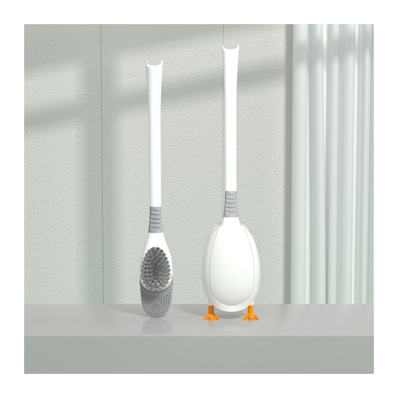 Hdbcyuaz Wit Toilet Bowl Brush Toilet Brush Household Non-Dead Corner Wash Toilet Brush Wall-Mounted Bathroom Cleaning Set Artifact Silicone Glue Rack Toilet Cleaner Brush(Wit)