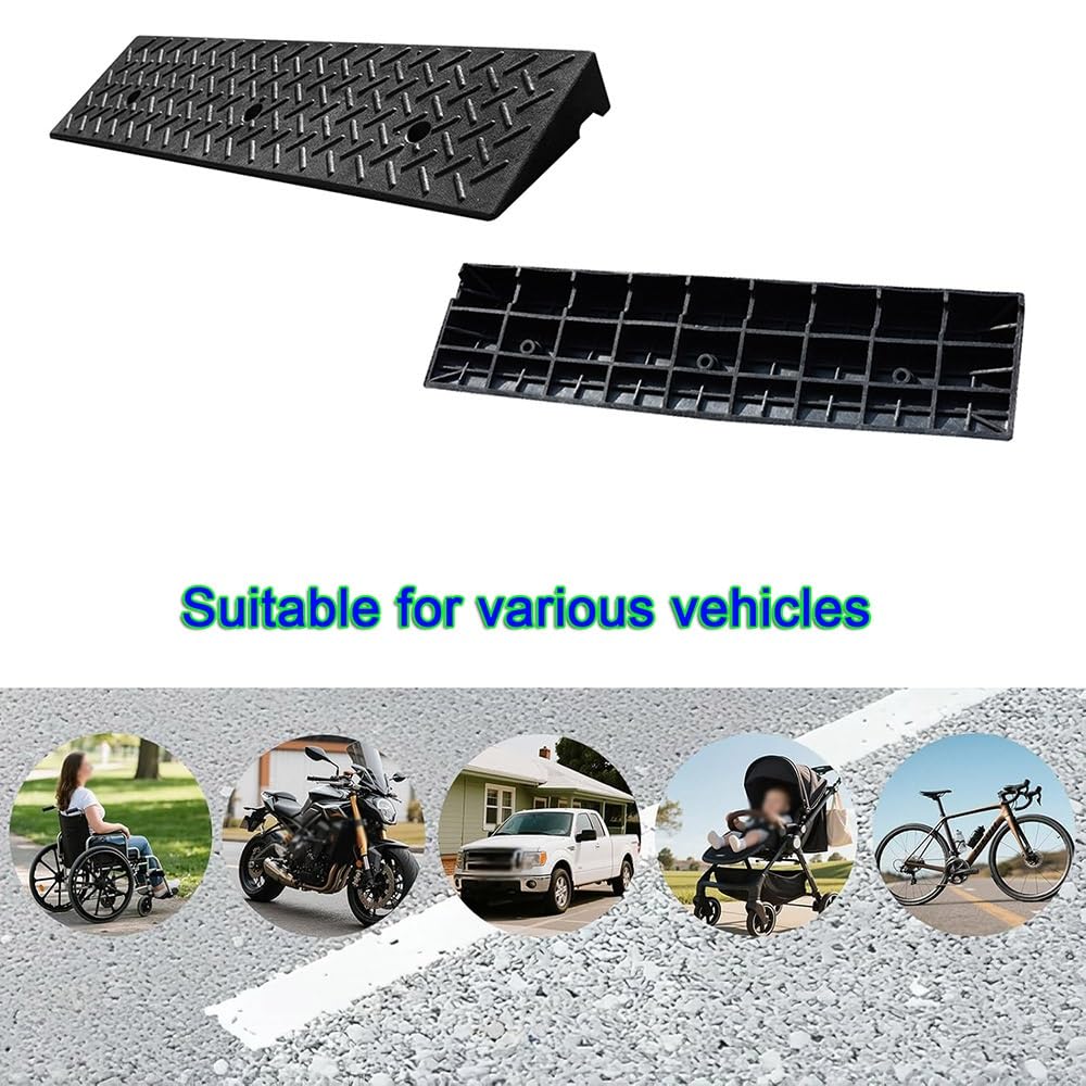 Rampa para Silla De Ruedas Portátiles Rampa De Acceso De Goma Rampa De Coche Rampa De Umbral 4 5 6 7 8 9 10cm Alto Rampa De Carga(4cm/1.5" Rise)