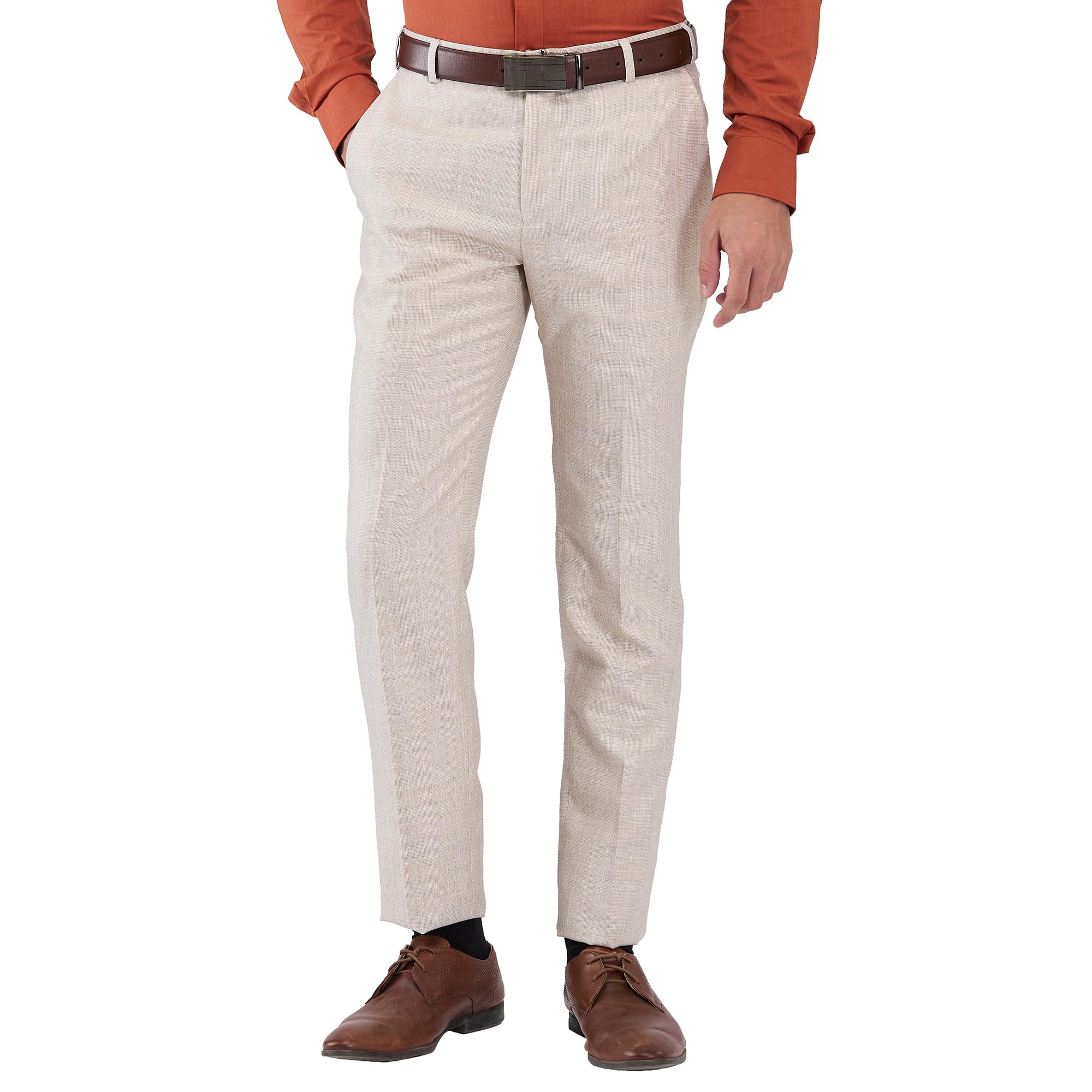raymond Men's Slim Fit Checks Pattern Poly Viscose Blend Flat Front Formal Trouser-picture-26